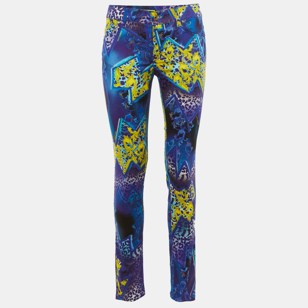 Versace Jeans Multicolor Printed Cotton Skinny Fit Jeans