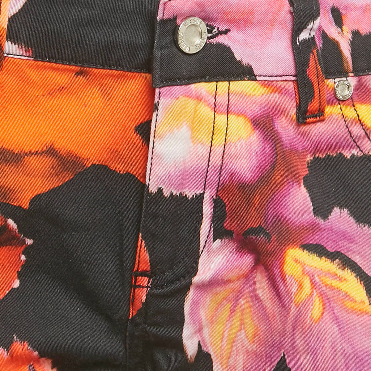 Versus Versace Multicolor Floral Print Cotton Skinny Jeans L/waist