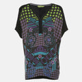 Versace Jeans Black Multicolor Star Print Satin Blouse