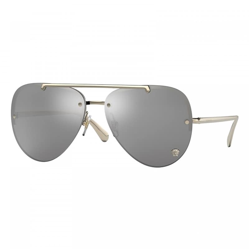 Versace Sunglasses Aviator Rimless, Gold Frame And Dark Grey Lens Ve2231100287