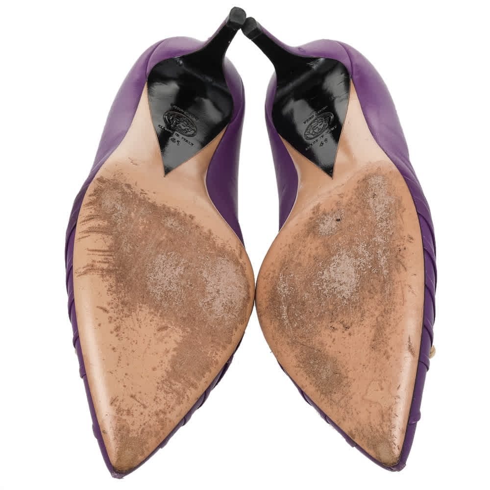 Versace Purple Leather Pointed Toe Pumps