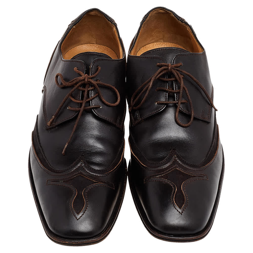 Versace Brown Leather Lace Up Derby