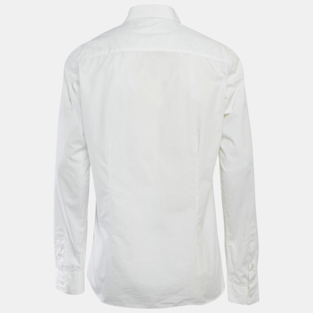 Versus Versace White Cotton Logo Printed Shirt