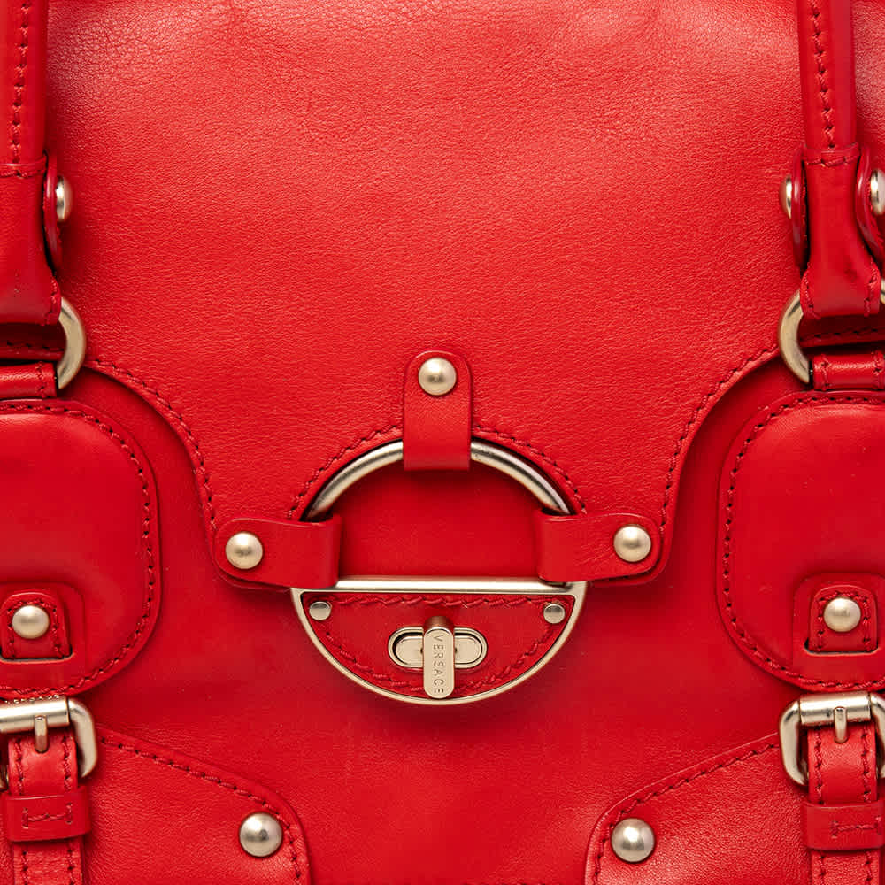 Versace Red Leather Totes Bag