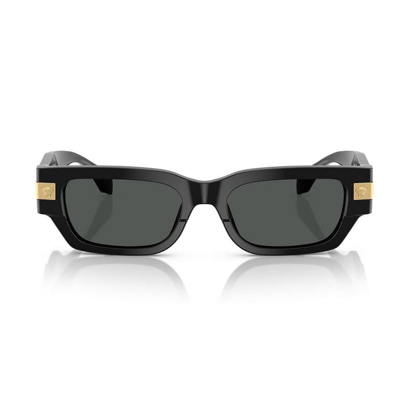 Versace Sunglasses Rectangle Full Rim, Top Black White Frame And Dark Grey Lens Ve4465545987