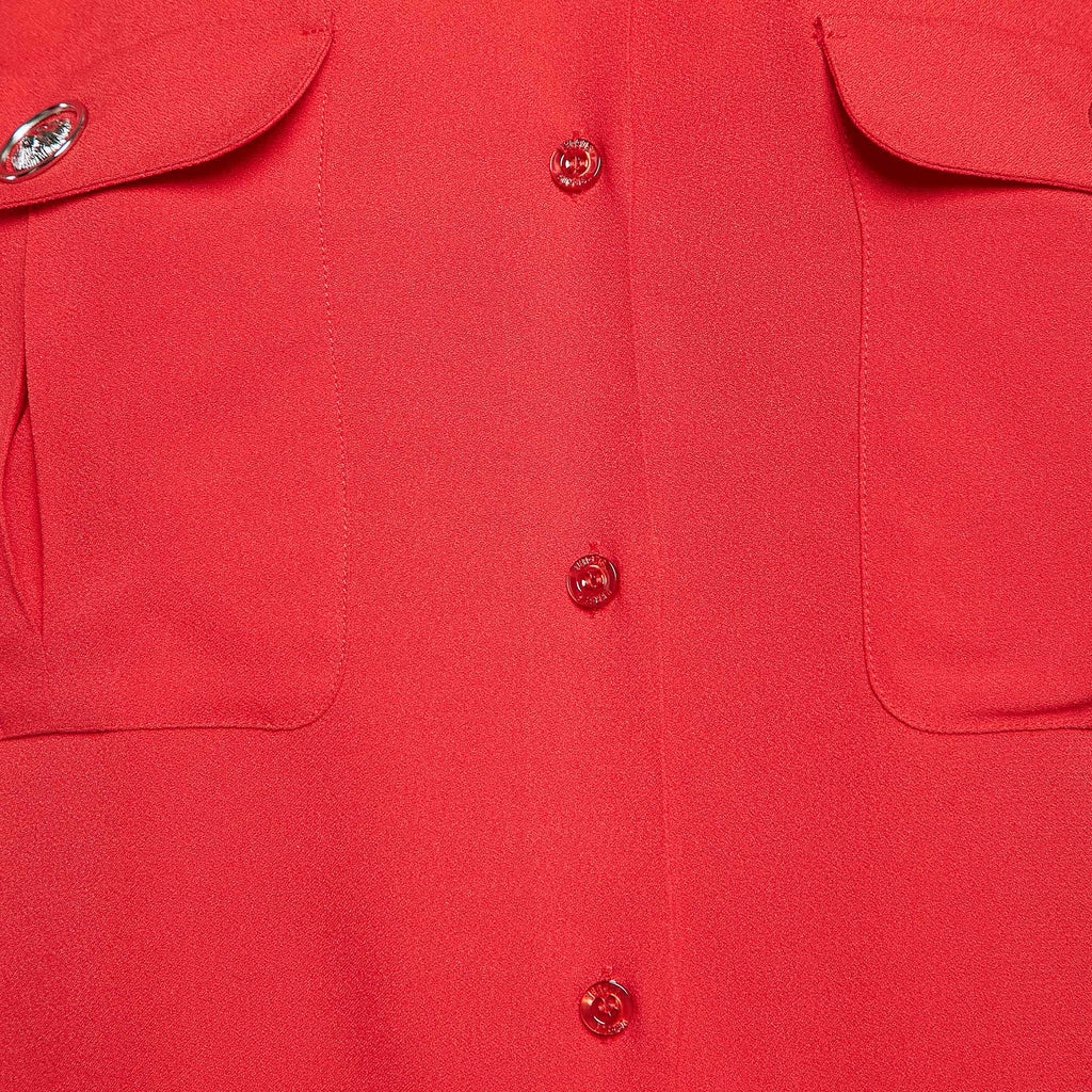 Versus Versace Red Crepe Button Front Shirt