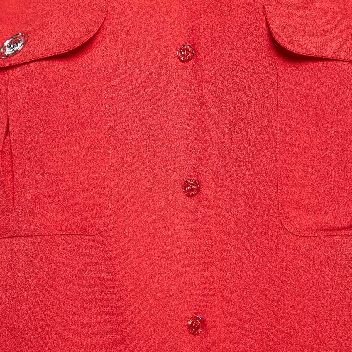 Versus Versace Red Crepe Button Front Shirt