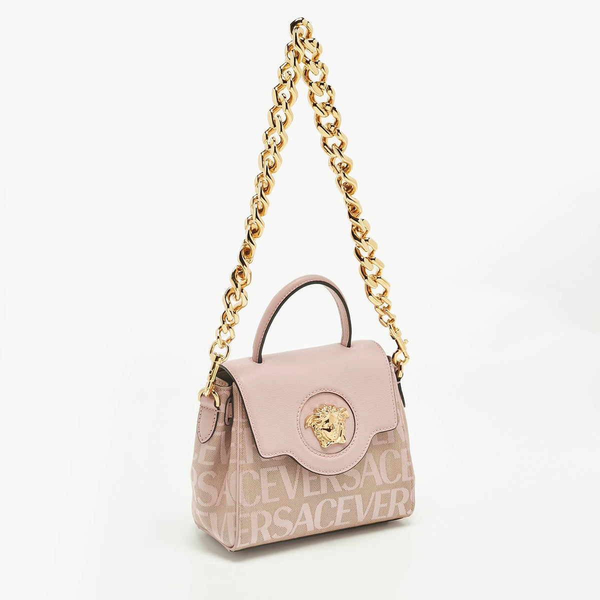 Versace Lilac Jacquard Canvas And Leather