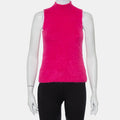 Versace Pink Mohair High Neck Sleeveless Tank Top