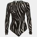 Versace Black Jersey Devore Sheer Bodysuit