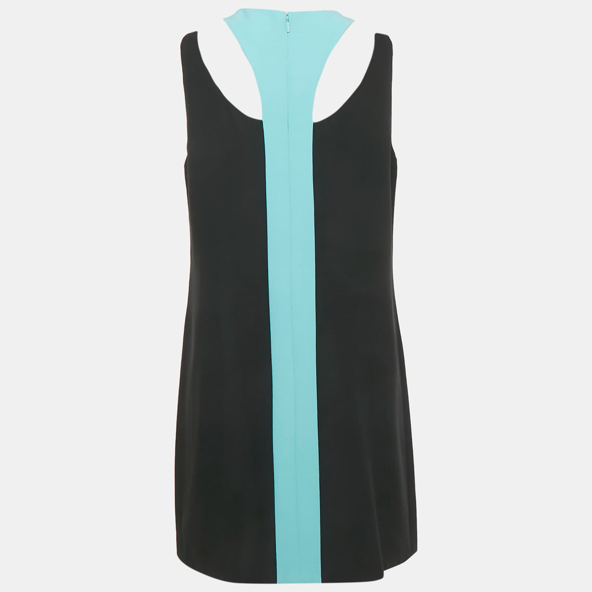 Versace Black Silk Cut Out Neck Paneled Mini Dress