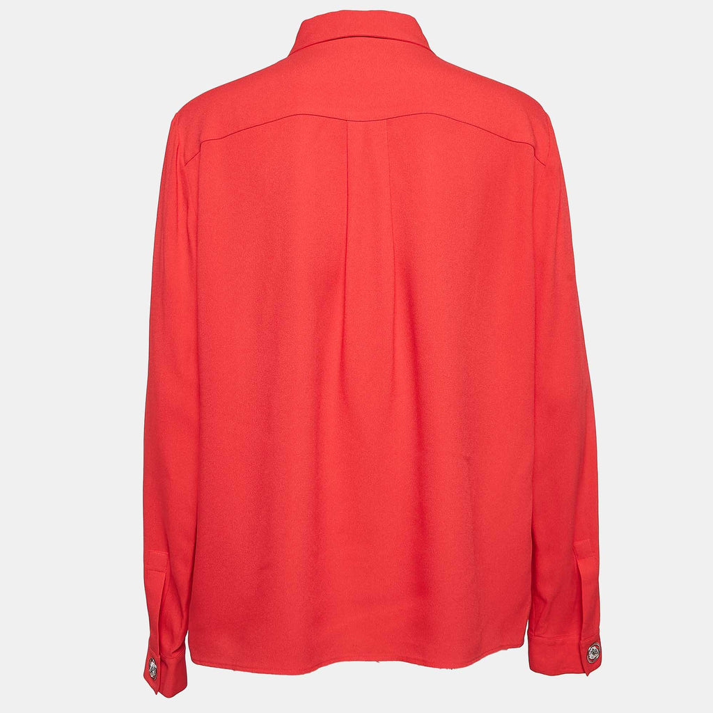 Versus Versace Red Crepe Button Front Shirt