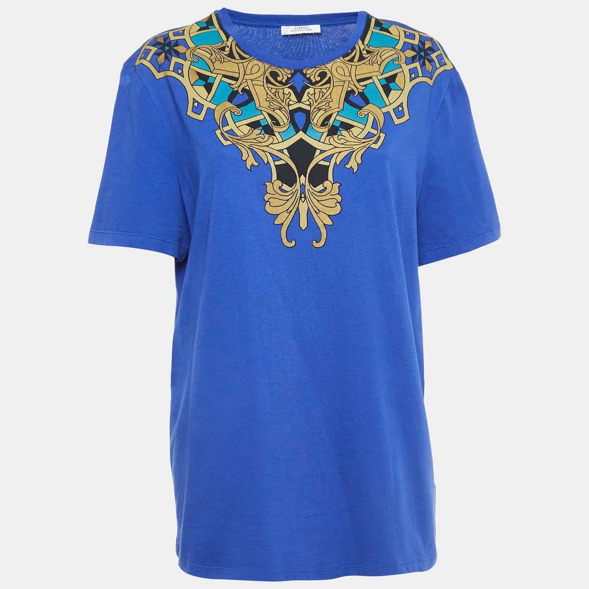 Versace Collection Blue Printed Cotton T-Shirt