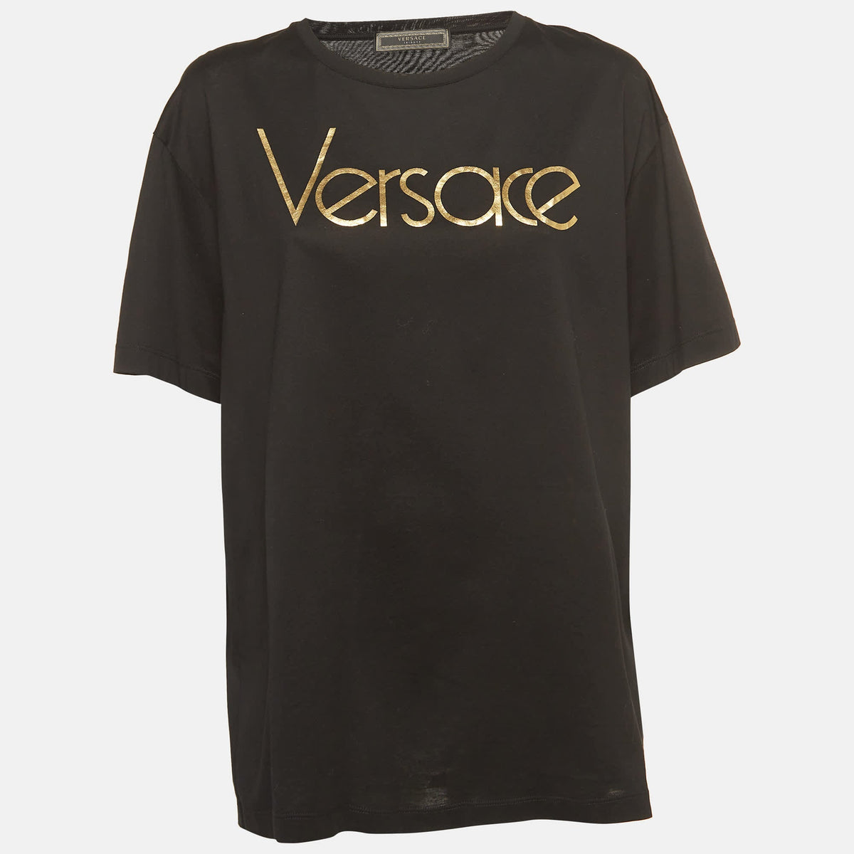 Versace Tribute Black Logo Cotton T-Shirt