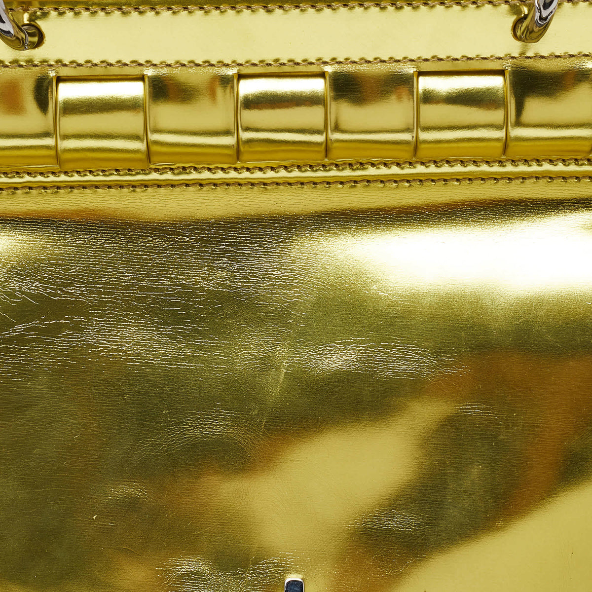 Versace Metallic Green Patent Leather Flap Hobo
