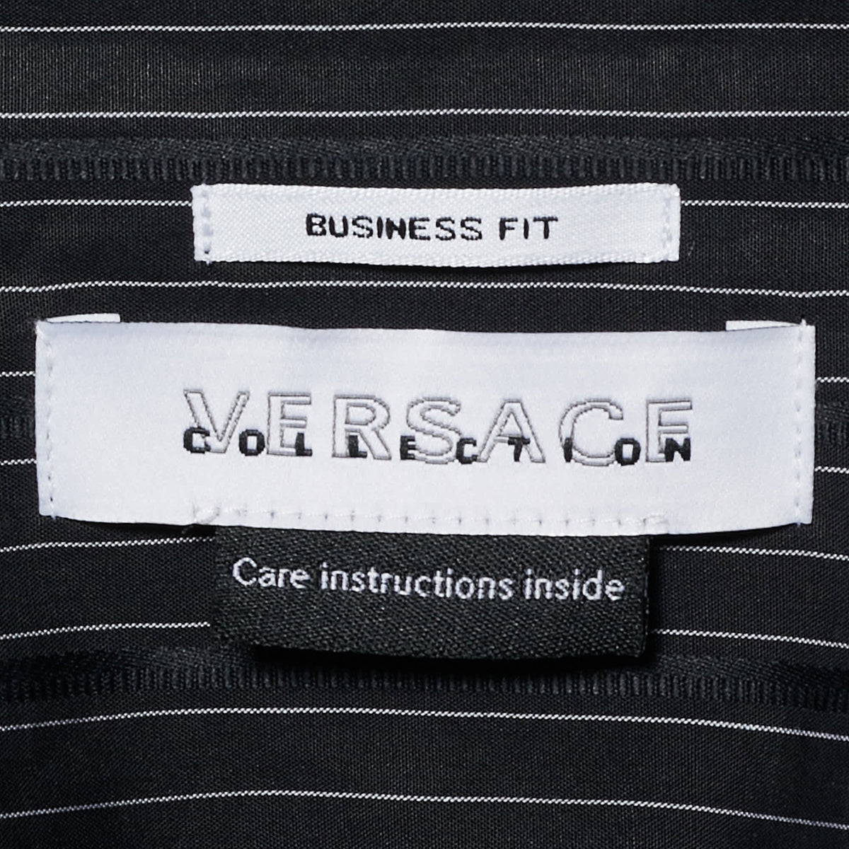 Versace Collection Black Pin Stripe Cotton Business Fit Shirt