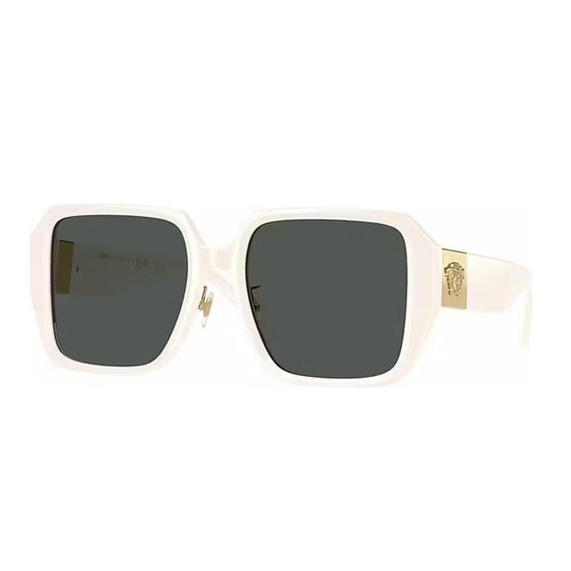 Versace Sunglasses Square Full Rim, Ivory White Frame And Dark Grey Lens Ve4472D548487