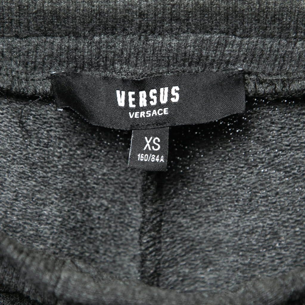 Versus Versace Grey Cotton Zip Detail Logo Tape Trimmed Joggers