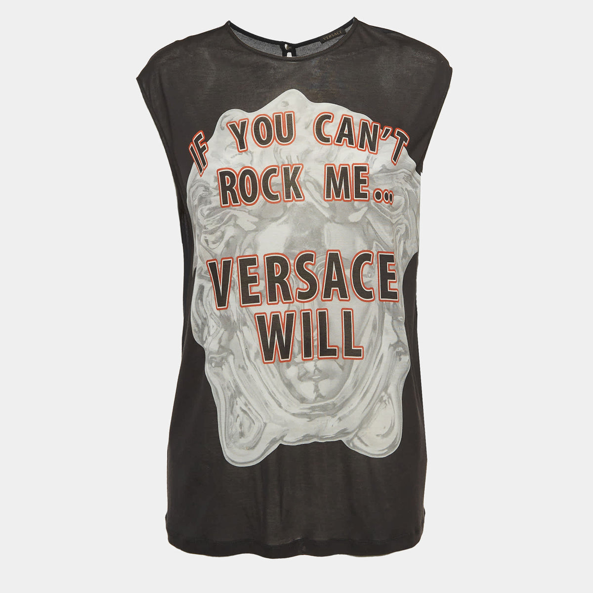Versace Black Printed Jersey Loose Fit Tank Top
