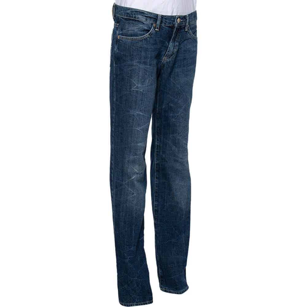 Versace Vjc Navy Blue Denim Washed Jeans