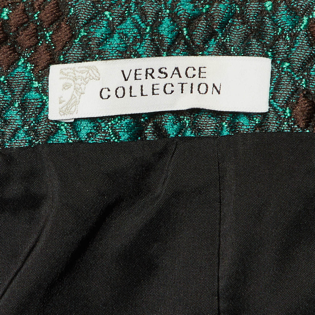 Versace Collection Green Textured Mini Skirt
