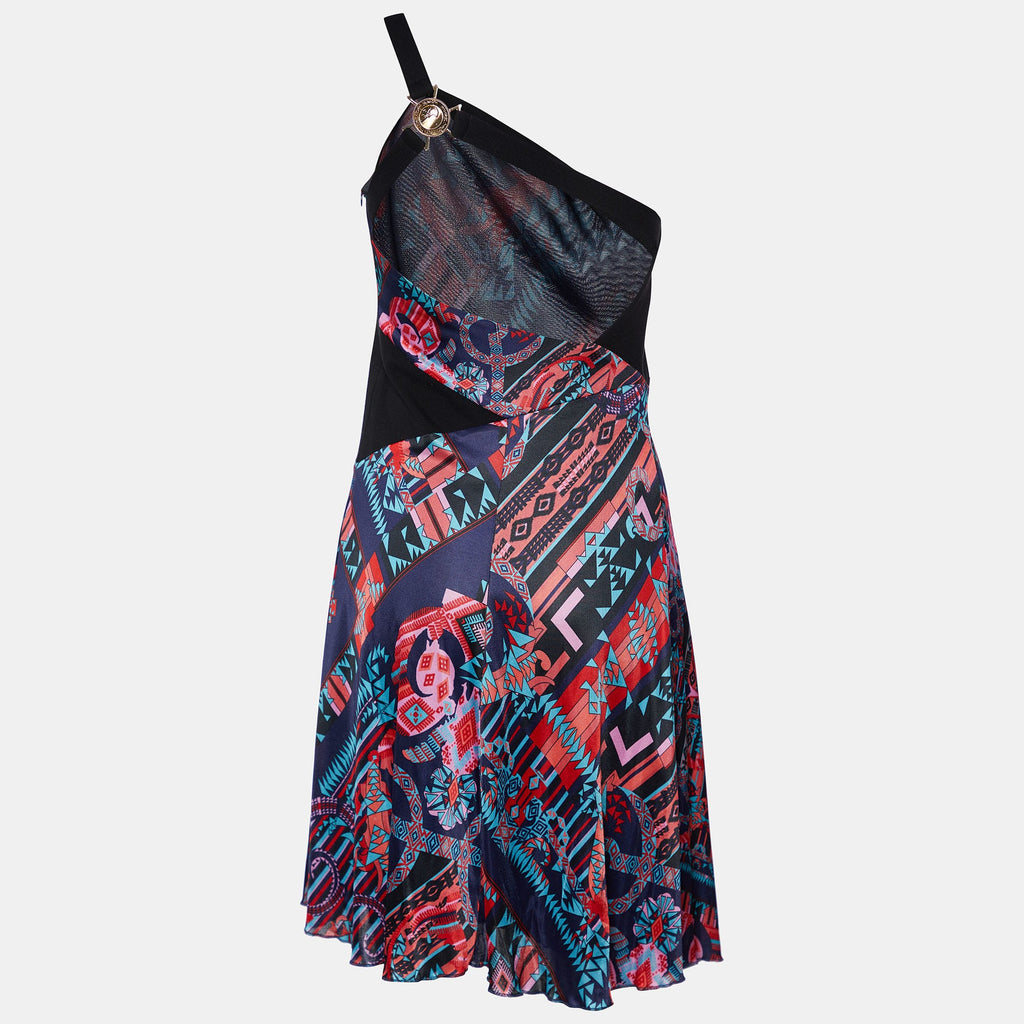 Versace Collection Multicolor Printed Jersey One Shoulder Dress