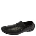 Versace Black Leather Slip On Loafers