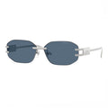 Versace Sunglasses Geometric Rimless, Silver Frame And Dark Blue Lens Ve2274100080