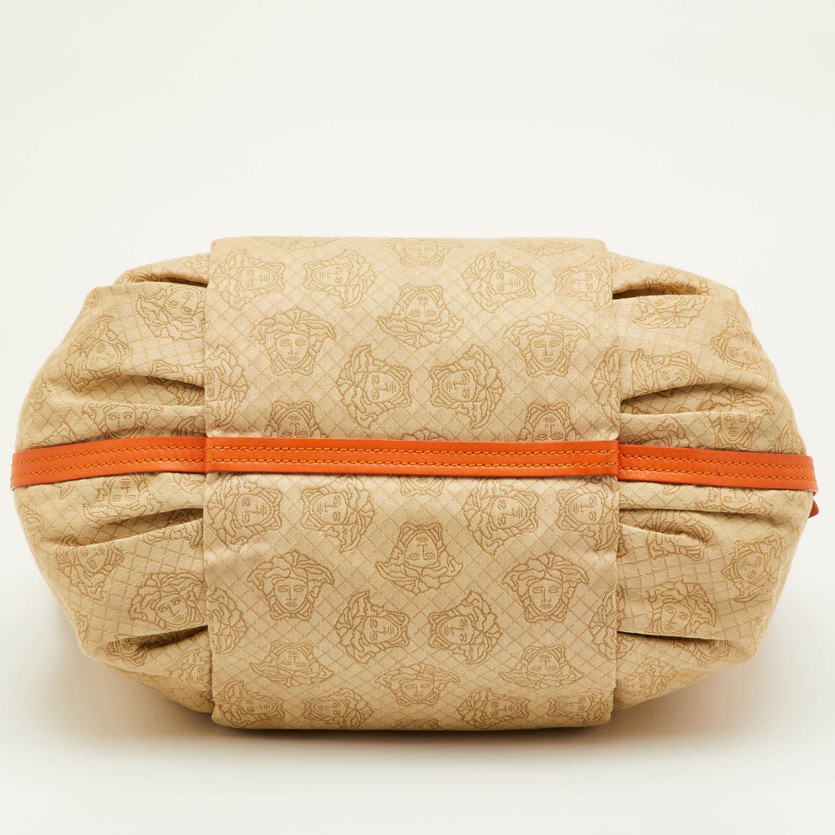 Versace Medusa Beige Canvas And Leather Tote