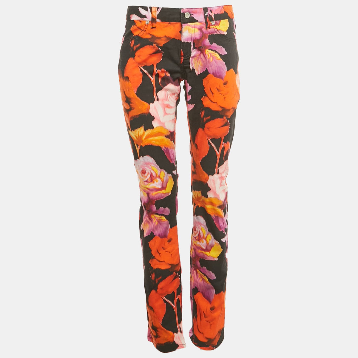 Versus Versace Multicolor Floral Print Cotton Skinny Jeans L/waist